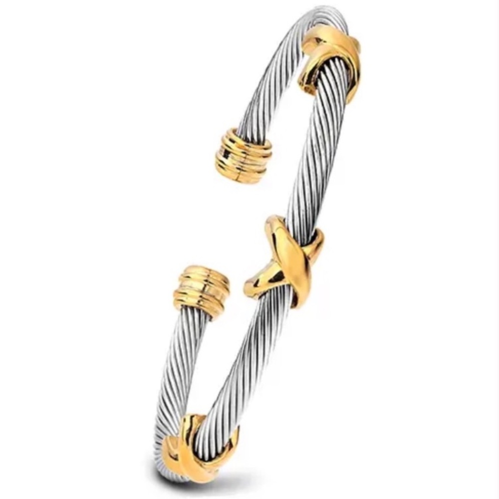 Sterling Silver Gold Cross Bracelet